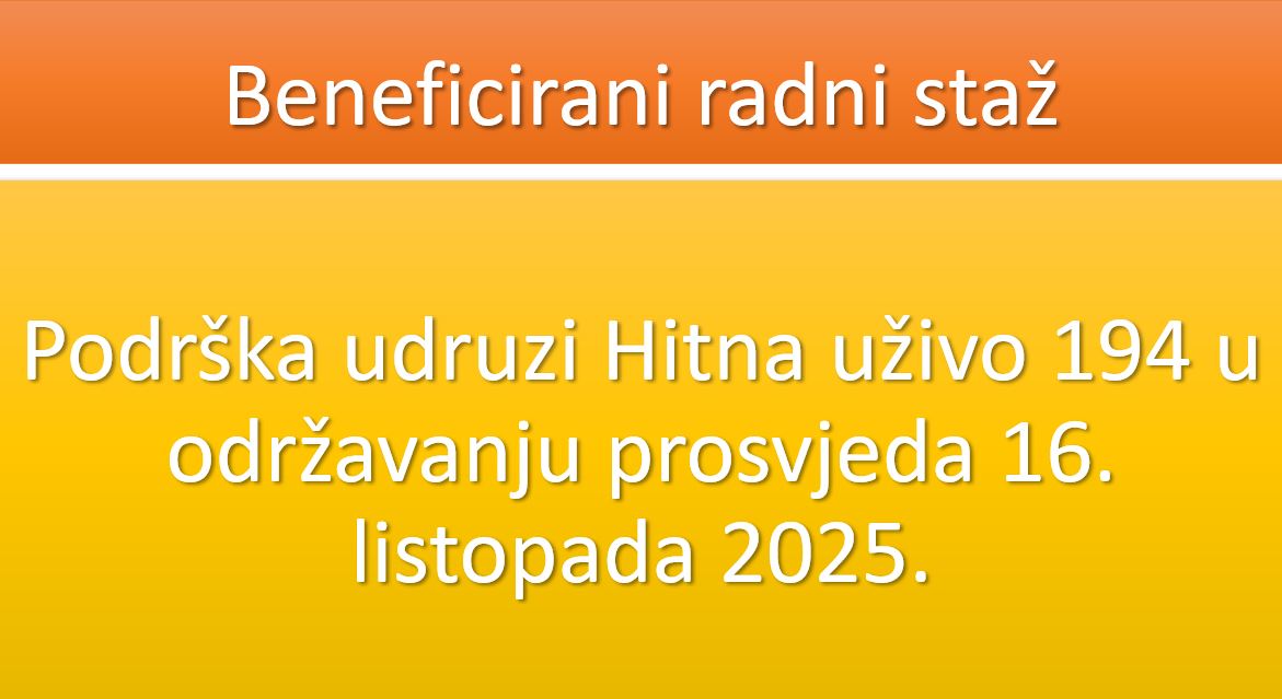 Podrška udruzi Hitna uživo 194 u održavanju prosvjeda 16. listopada 2025.